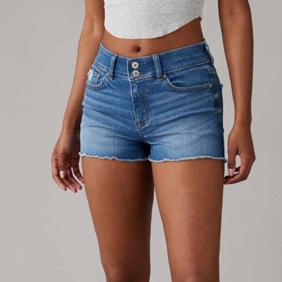 American Eagle Outfitters Pants - American Eagle AE Next Level High-Waisted Denim Midi Short - Size 14